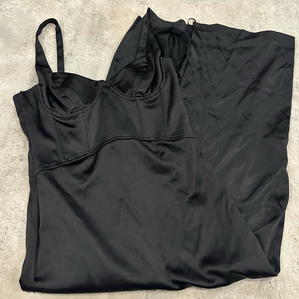 Zara black satin dress
